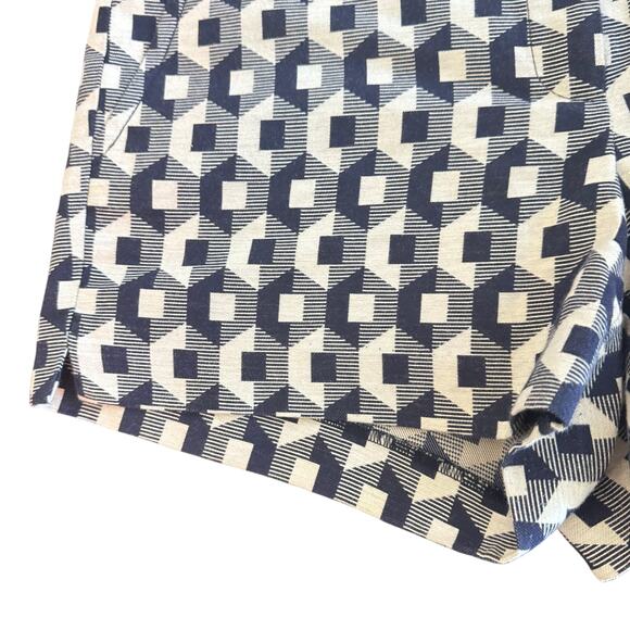 TRINA TURK Retro High Waist Navy Gray Geometric Print 3" Shorts Women's Sz 10 - Picture 4 of 10